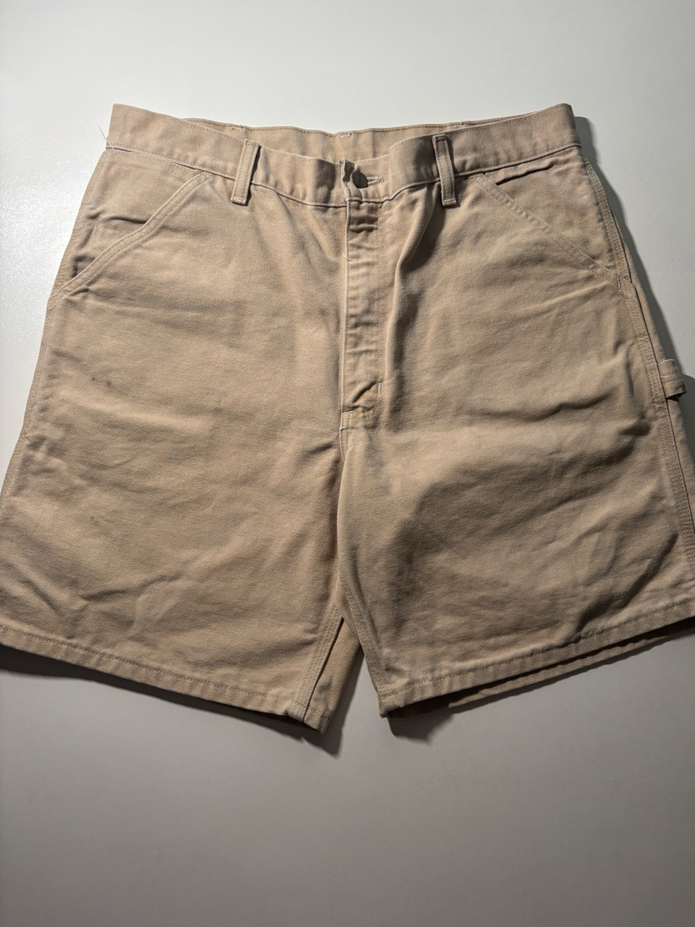 Vintage 90s Carhartt made in USA work style tan Jean shorts size 36